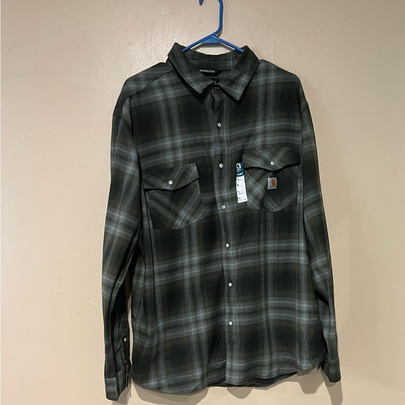 Carhartt Men's Rugged Flex Hamilton Plaid Western Snap Flannel Midweight Size XL - Picture 7 of 9